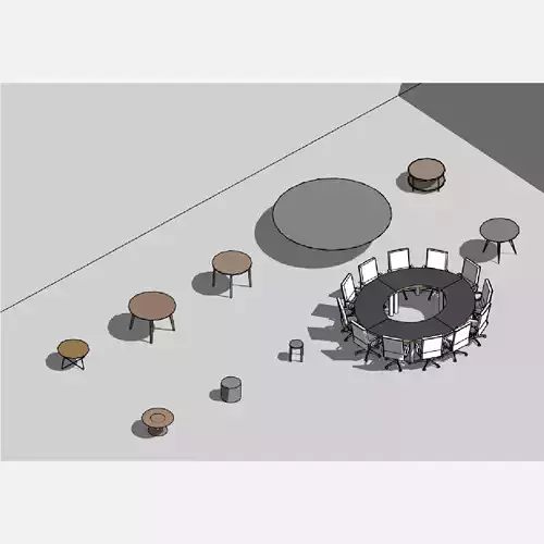 Round Tables - Pack of revit families 3D model