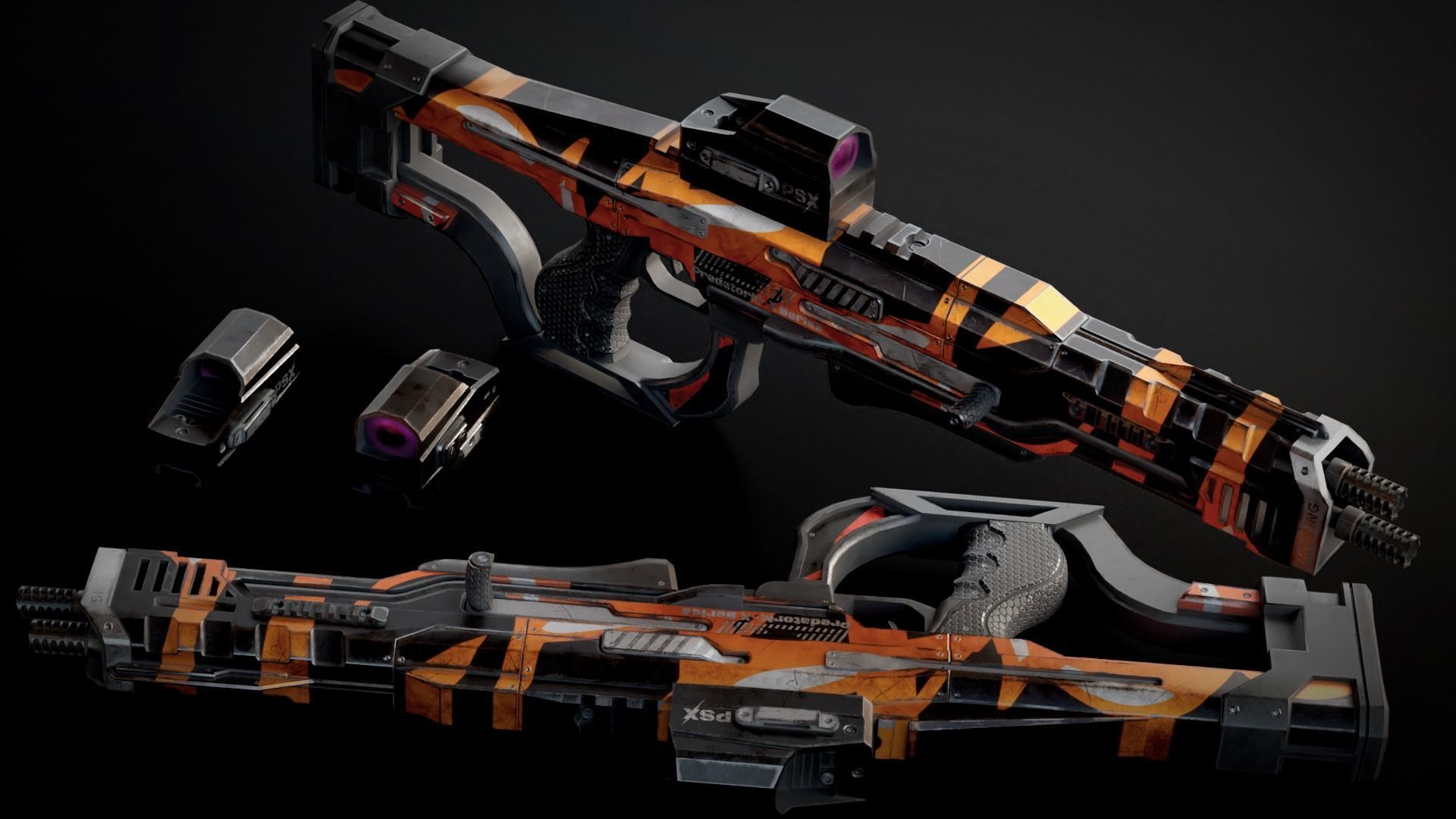 Stylized Sci-Fi Laser Shotgun Low-poly 3D model_11