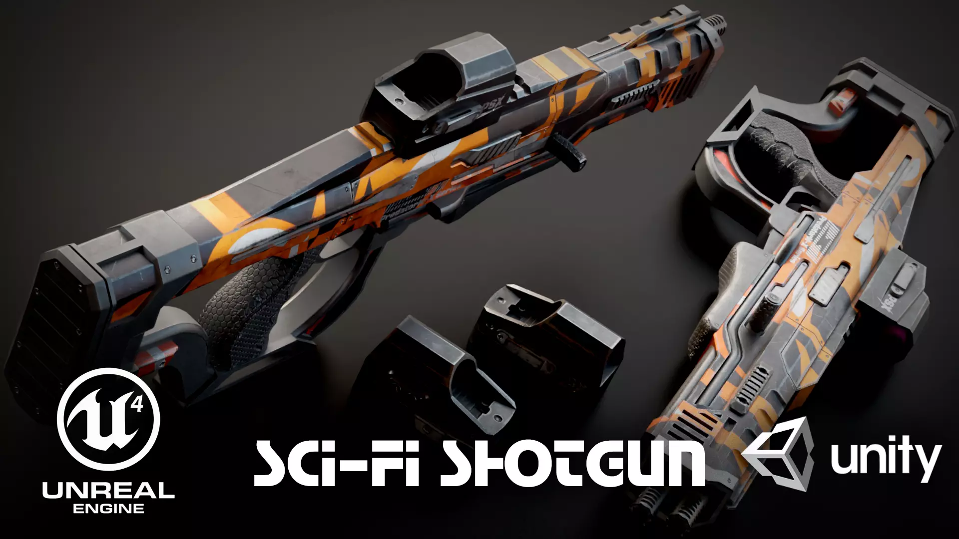 Stylized Sci-Fi Laser Shotgun Low-poly 3D model_0