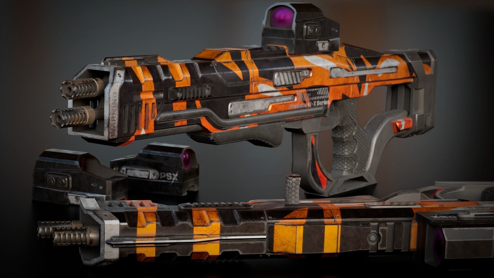 Stylized Sci-Fi Laser Shotgun Low-poly 3D model_5