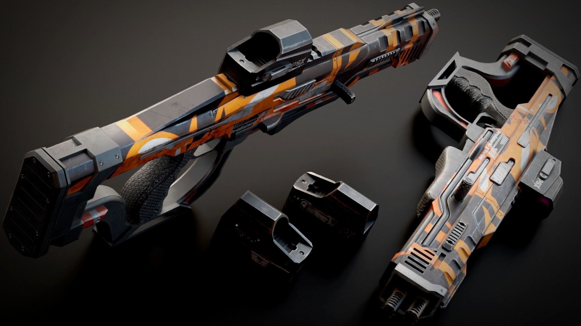 Stylized Sci-Fi Laser Shotgun Low-poly 3D model_2