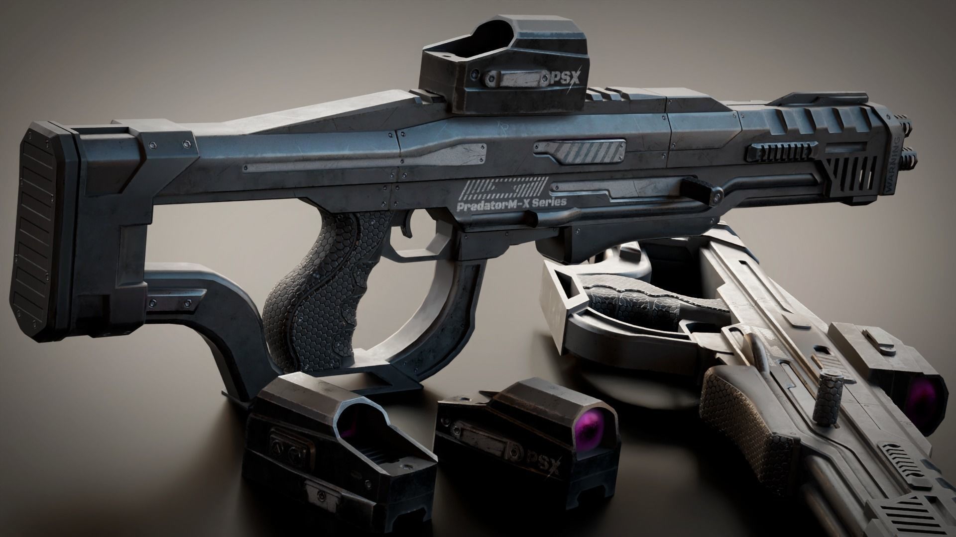 Stylized Sci-Fi Laser Shotgun Low-poly 3D model_15