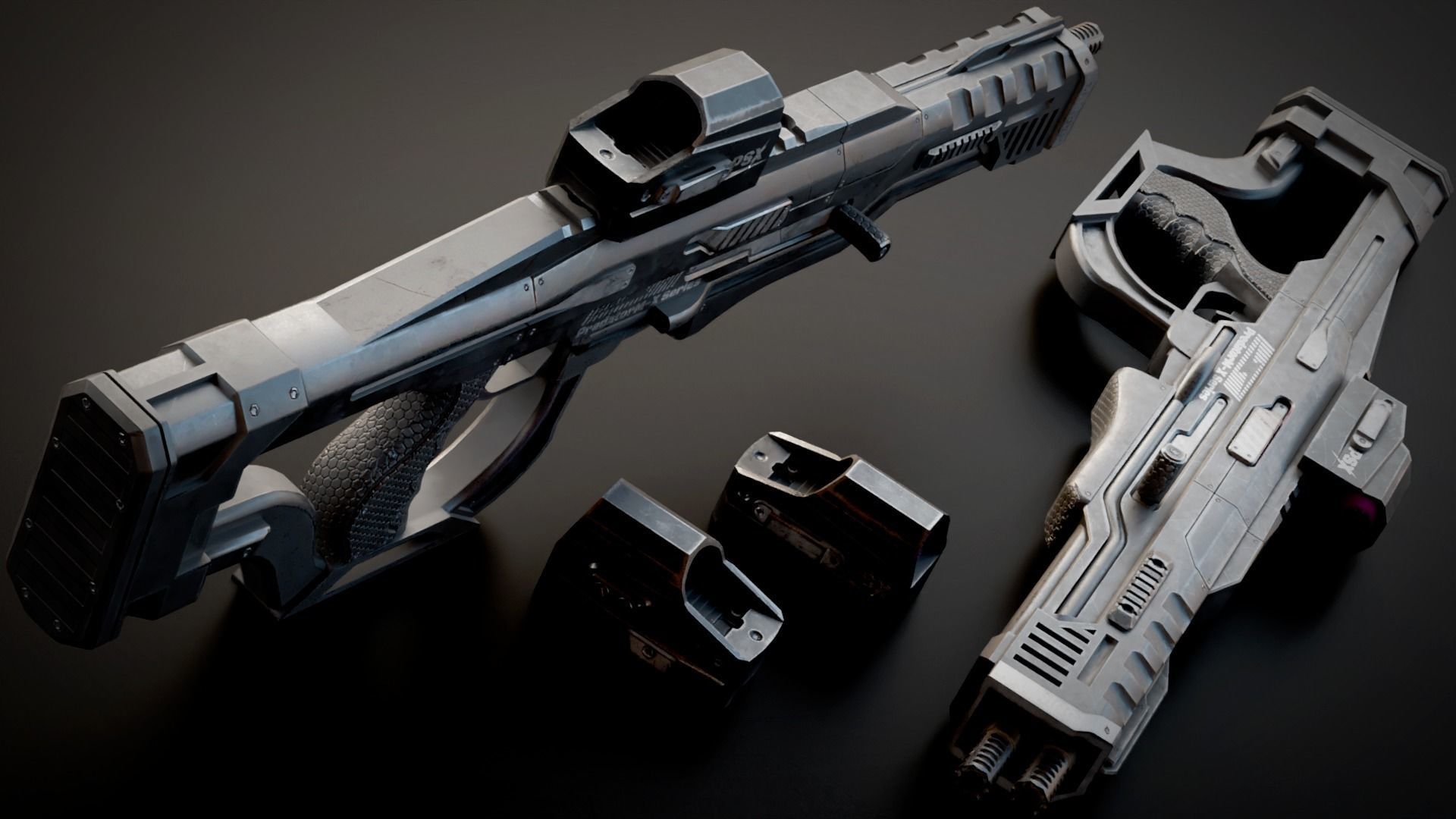 Stylized Sci-Fi Laser Shotgun Low-poly 3D model_3