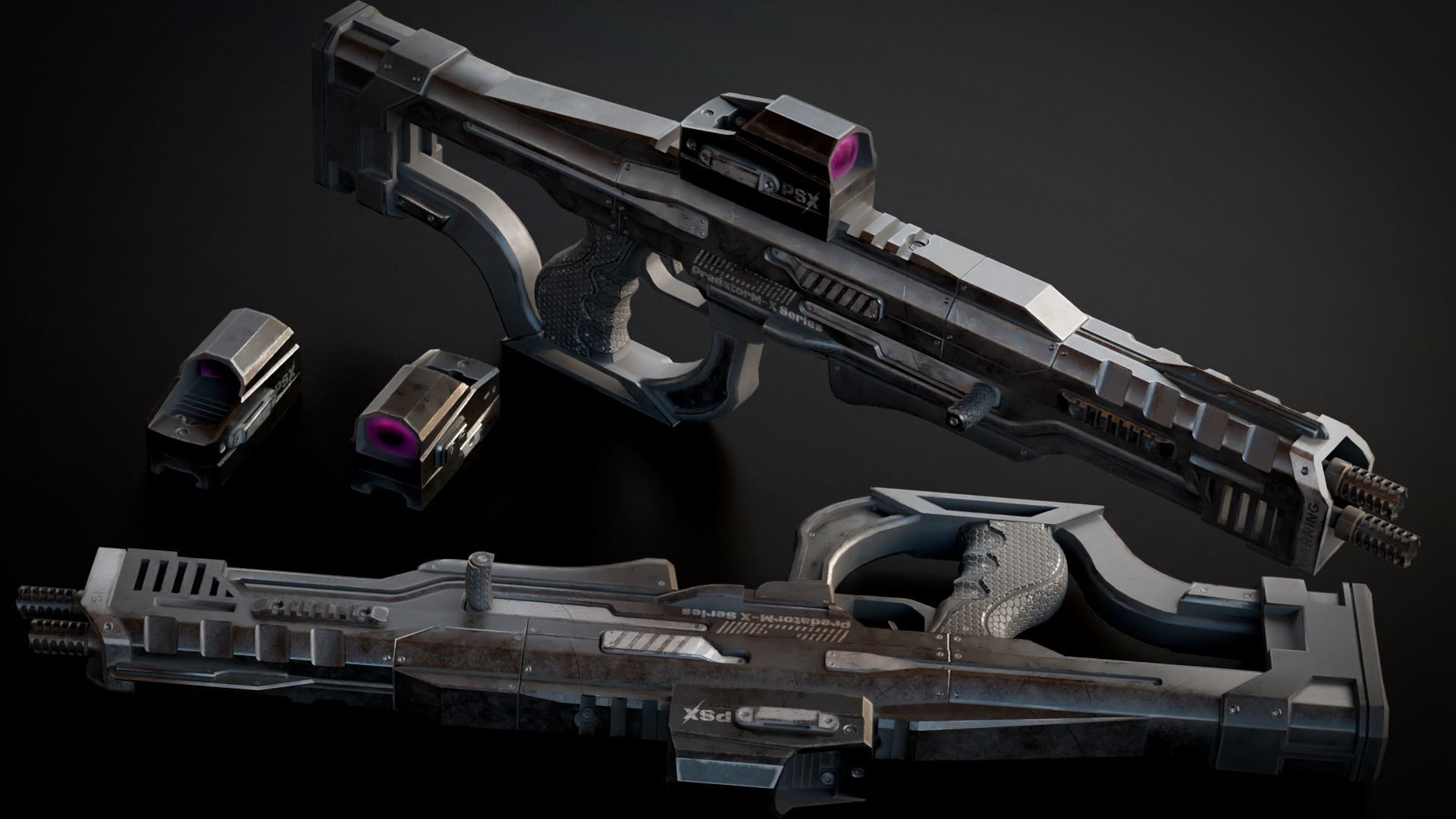 Stylized Sci-Fi Laser Shotgun Low-poly 3D model_12
