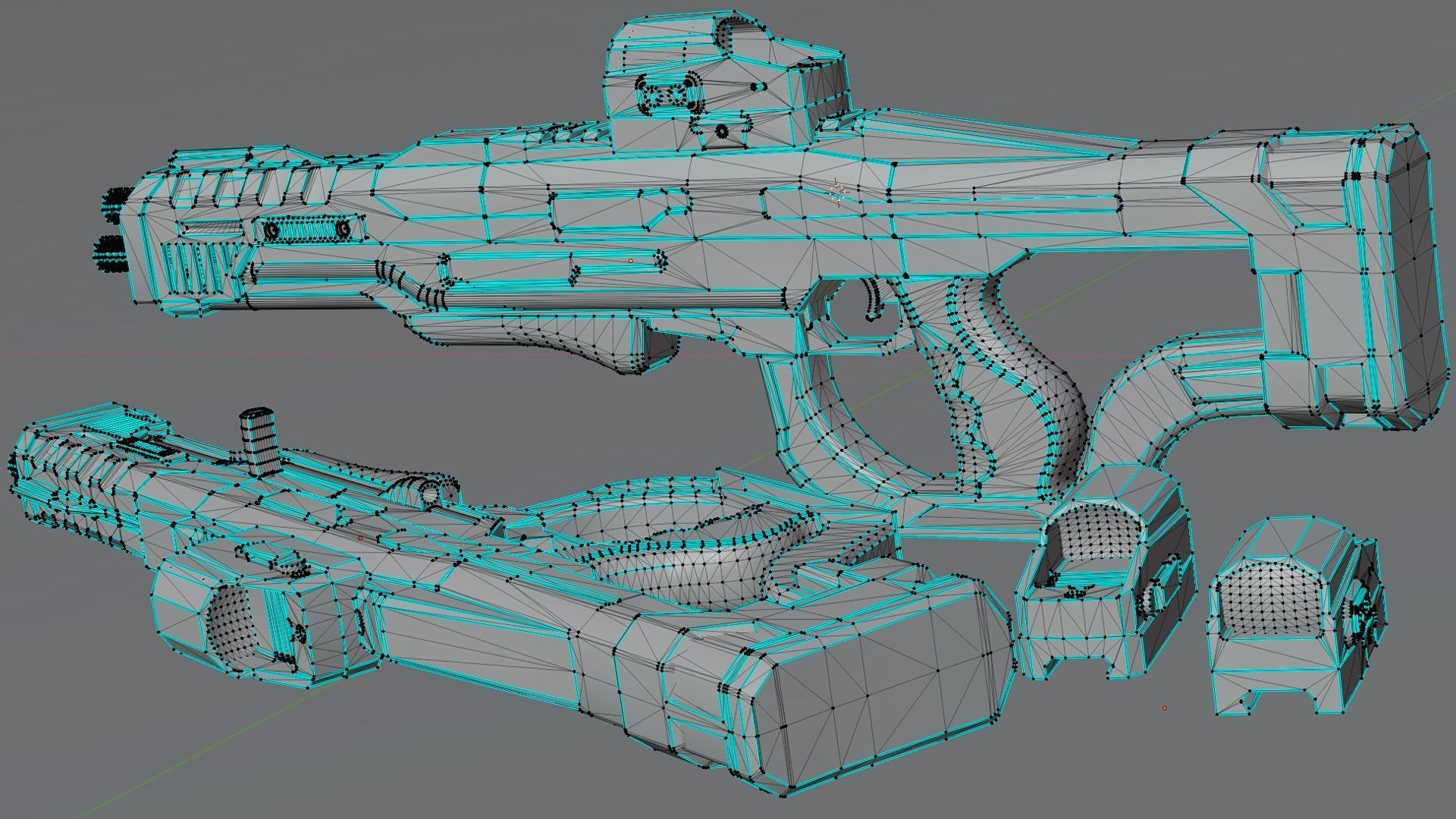 Stylized Sci-Fi Laser Shotgun Low-poly 3D model_10