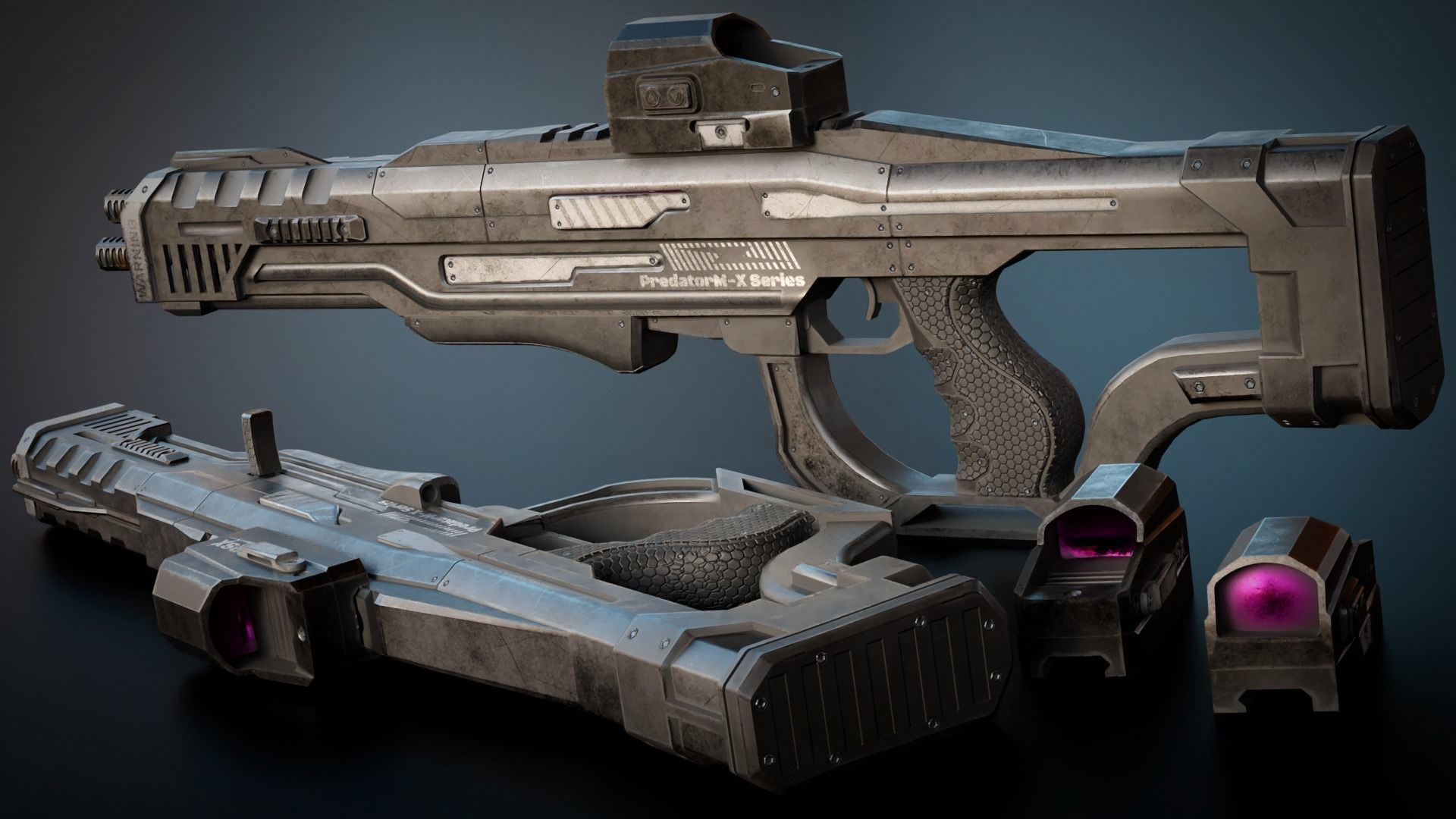 Stylized Sci-Fi Laser Shotgun Low-poly 3D model_9