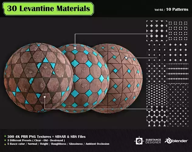 30 High quality Levantine material SBS and SBSAR files