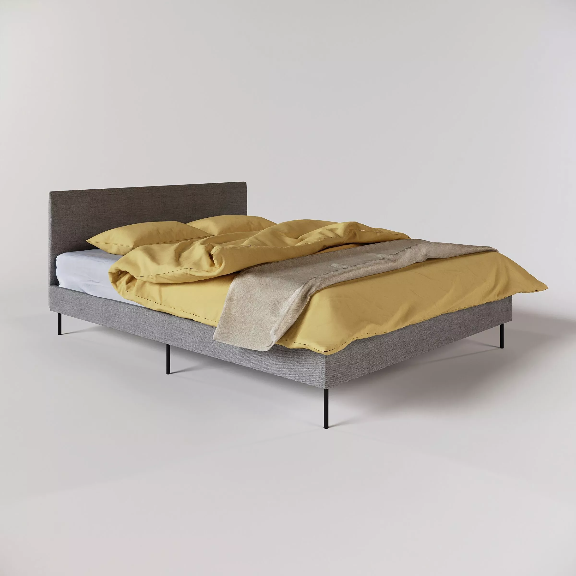 Ikea SLATTUM - Grey Bed - Hight Quality 3D Model 3D model