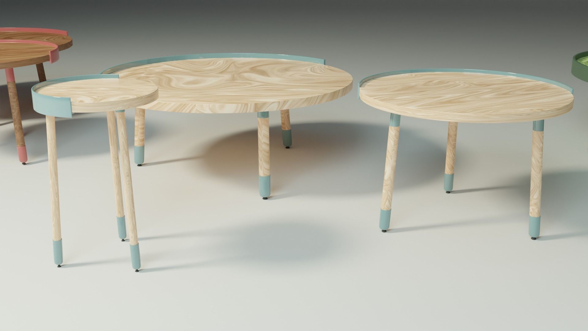 Coffee Table Set Minimalist Modern Three Variations 3D model_2