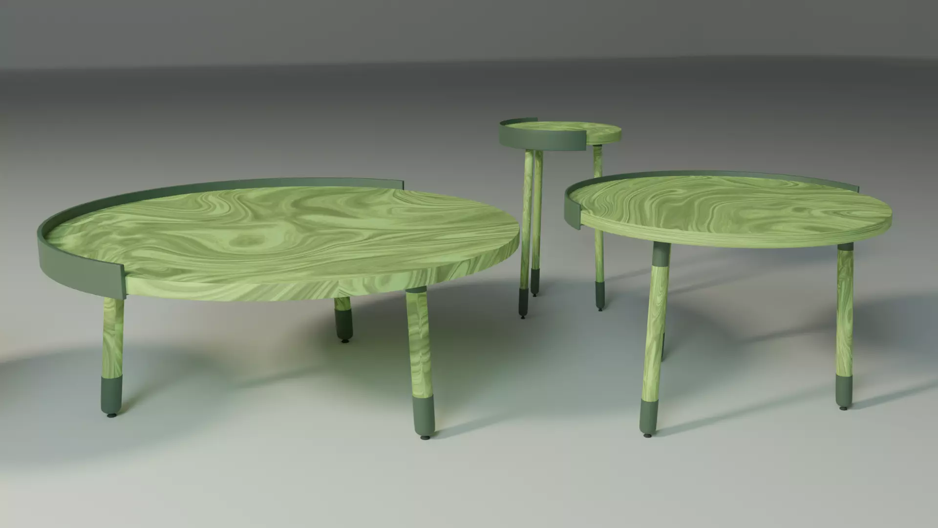 Coffee Table Set Minimalist Modern Three Variations 3D model_0