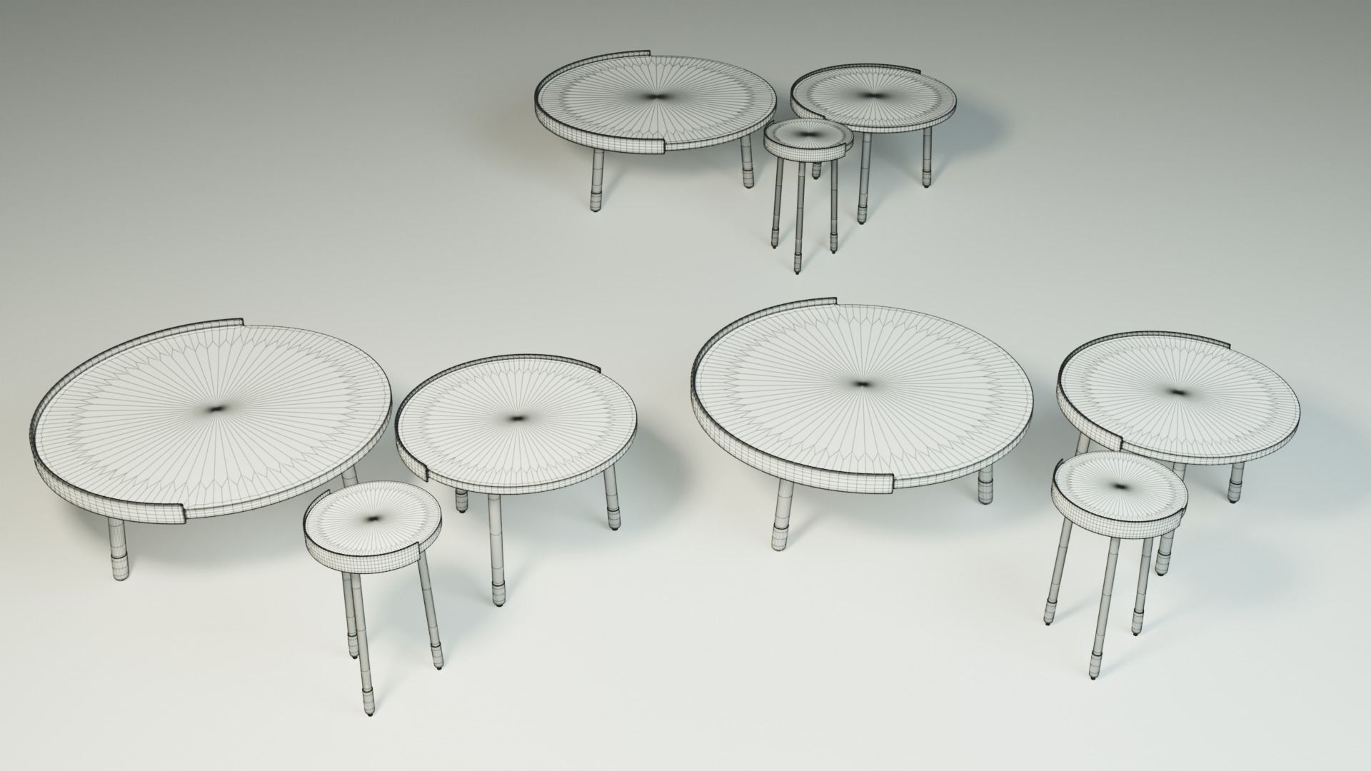 Coffee Table Set Minimalist Modern Three Variations 3D model_10