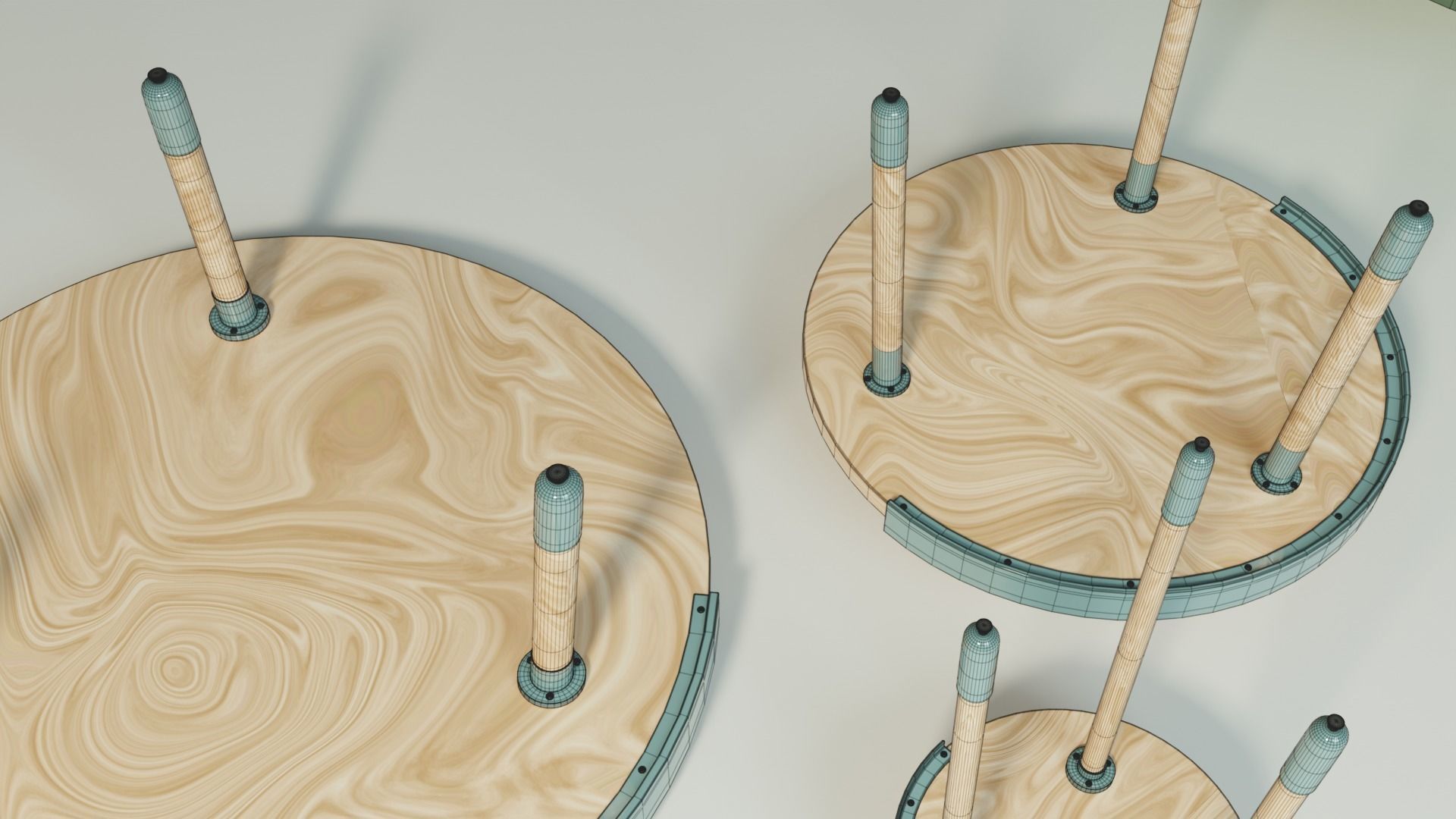 Coffee Table Set Minimalist Modern Three Variations 3D model_5