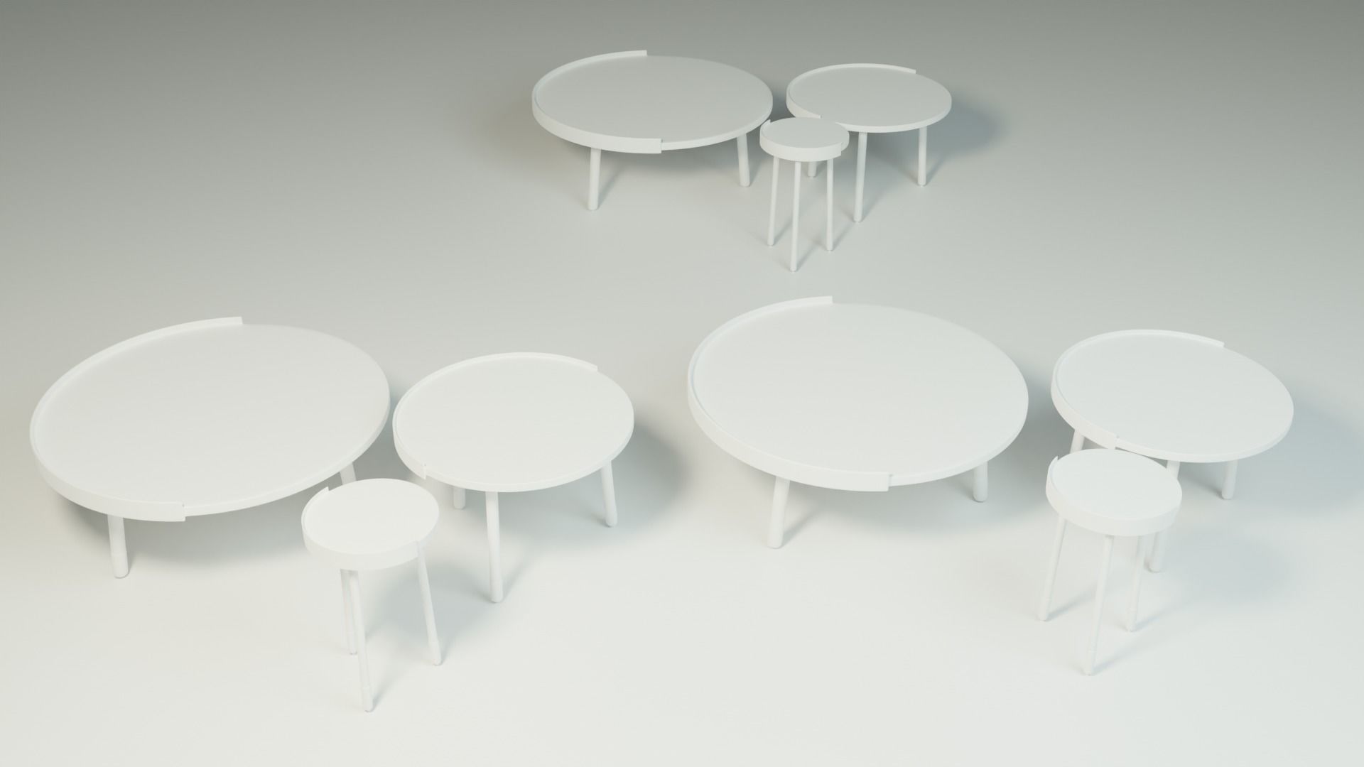 Coffee Table Set Minimalist Modern Three Variations 3D model_9