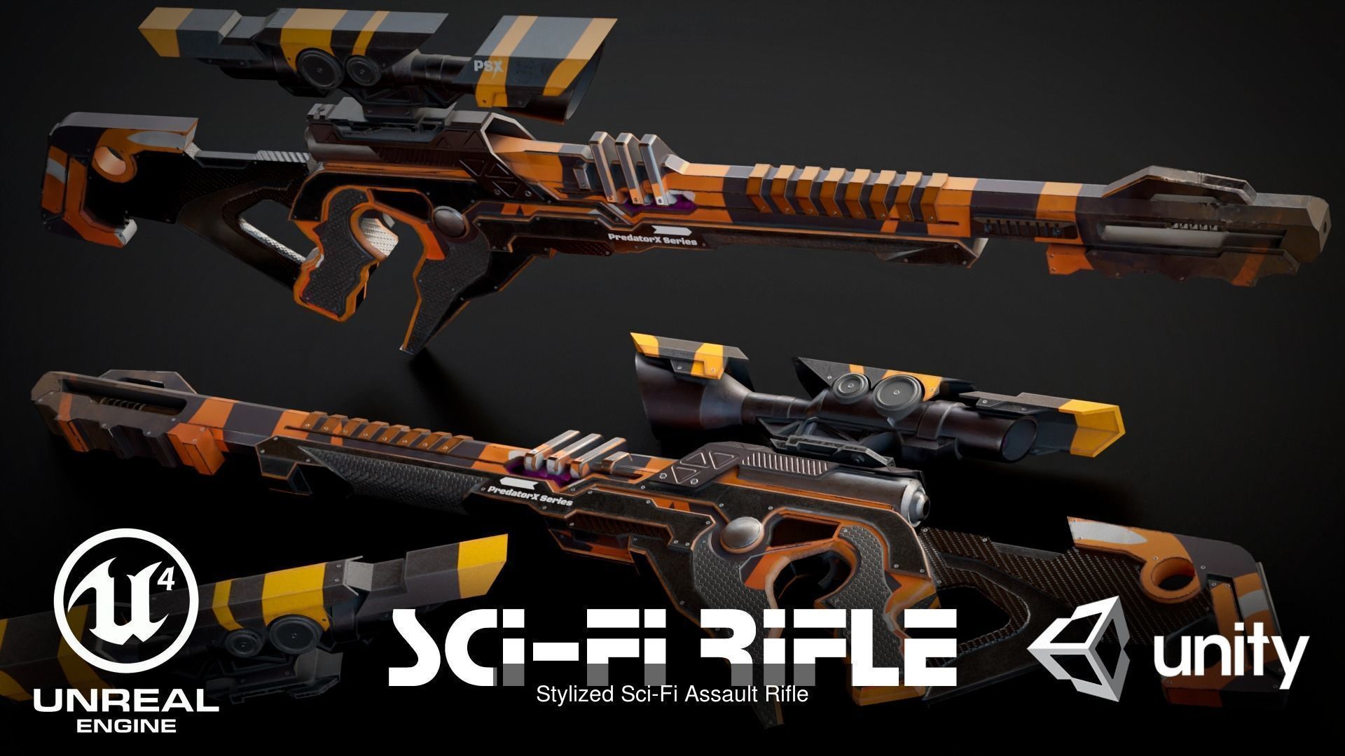 Stylized Sci-Fi Pack of Guns 3D Model Collection_5