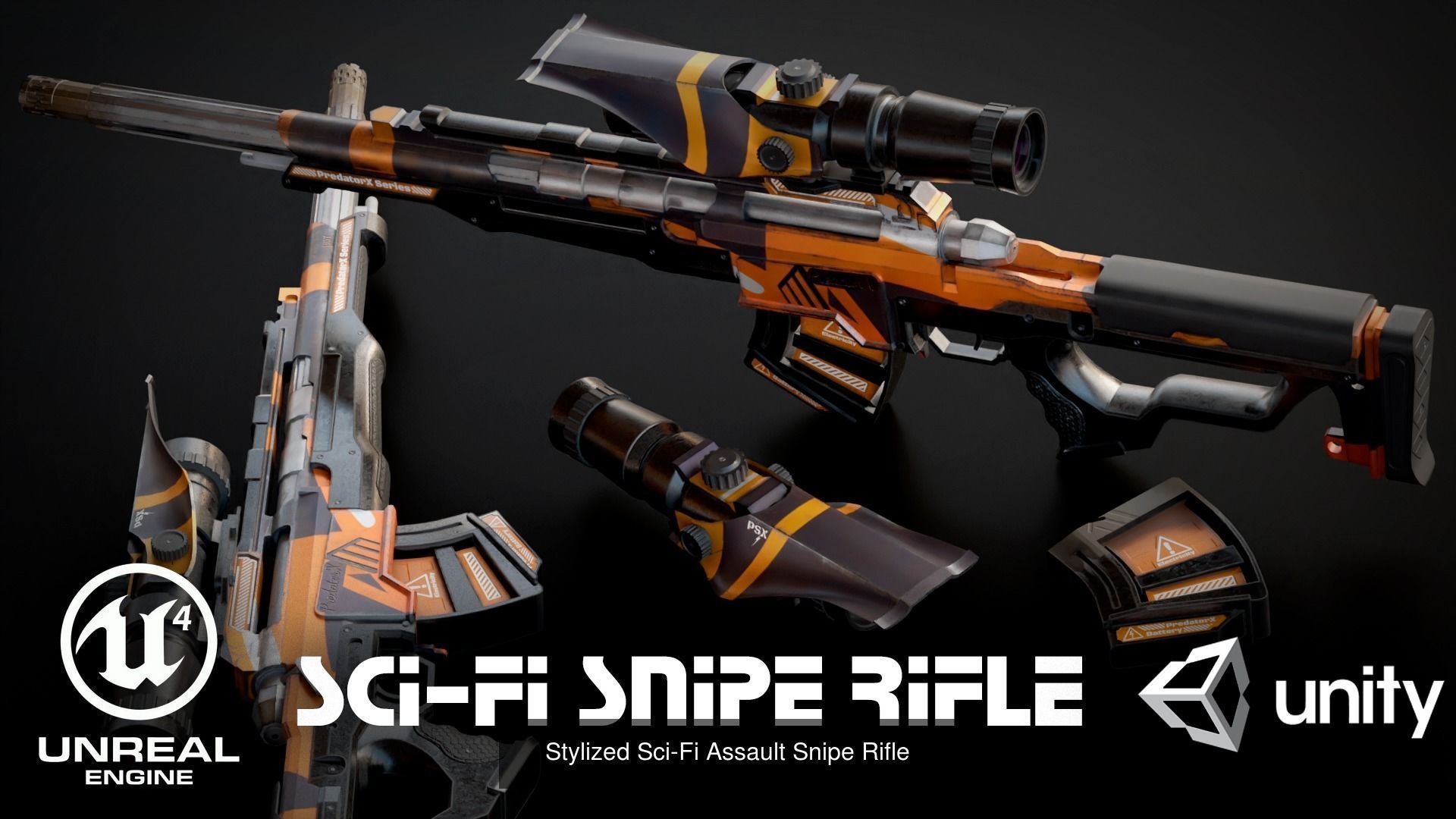 Stylized Sci-Fi Pack of Guns 3D Model Collection_8