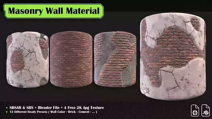 Procedural Masonry Wall PBR Material