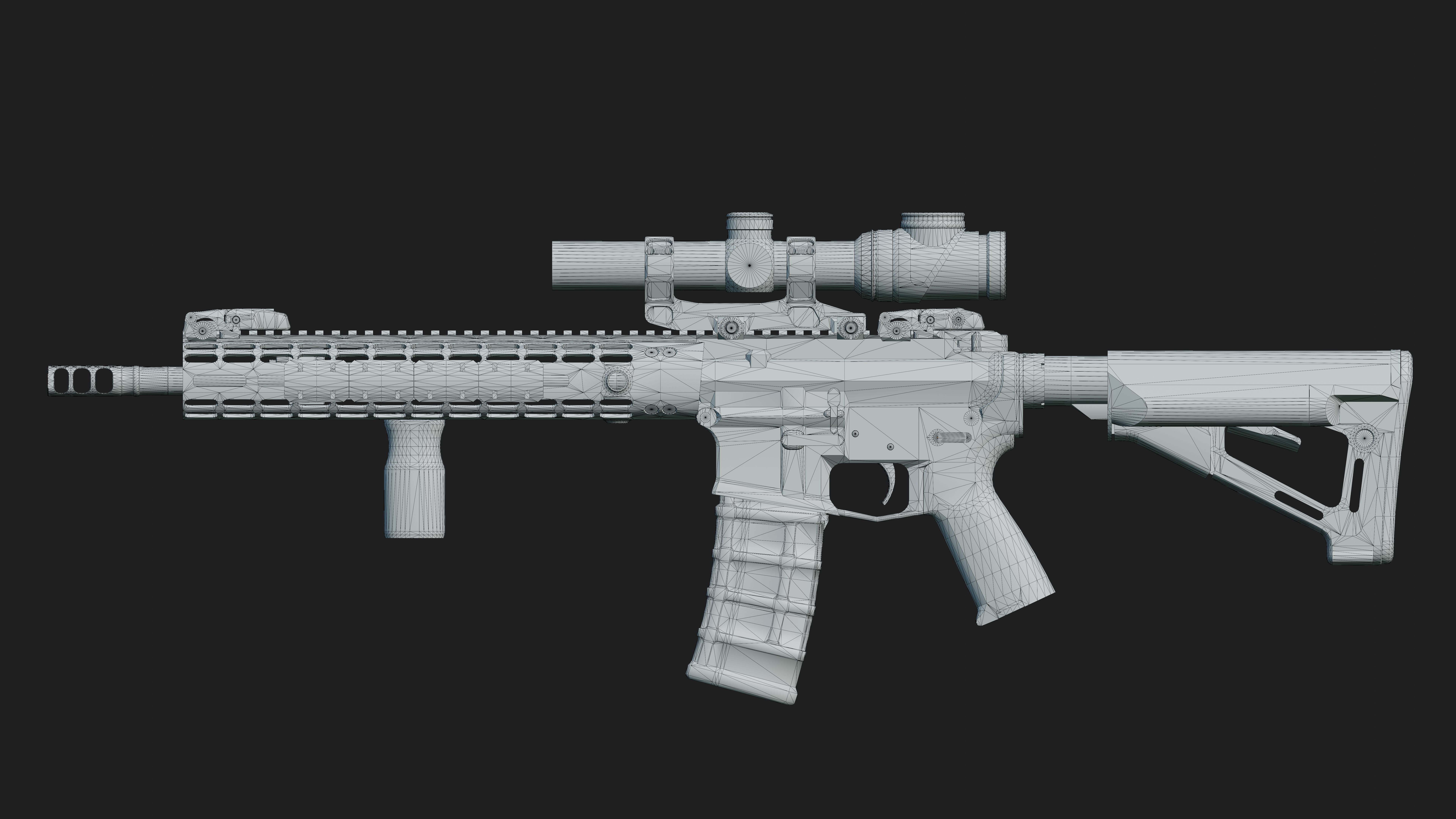 Ar15 AAA 3D Model Game Asset For FPS Low-poly 3D model_28