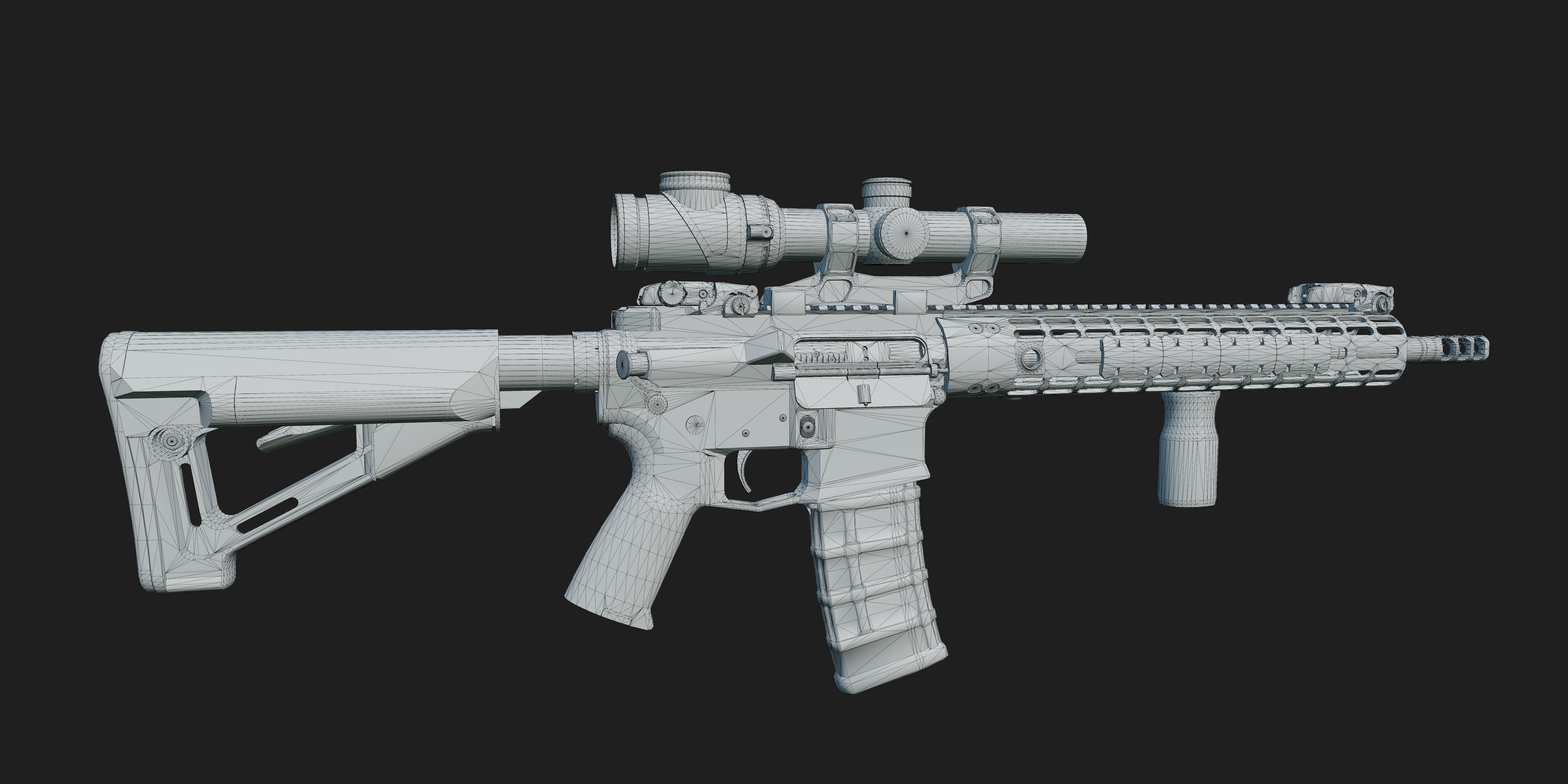 Ar15 AAA 3D Model Game Asset For FPS Low-poly 3D model_27