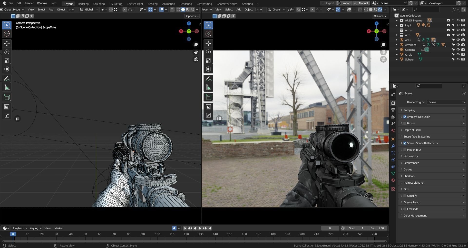 Ar15 AAA 3D Model Game Asset For FPS Low-poly 3D model_26