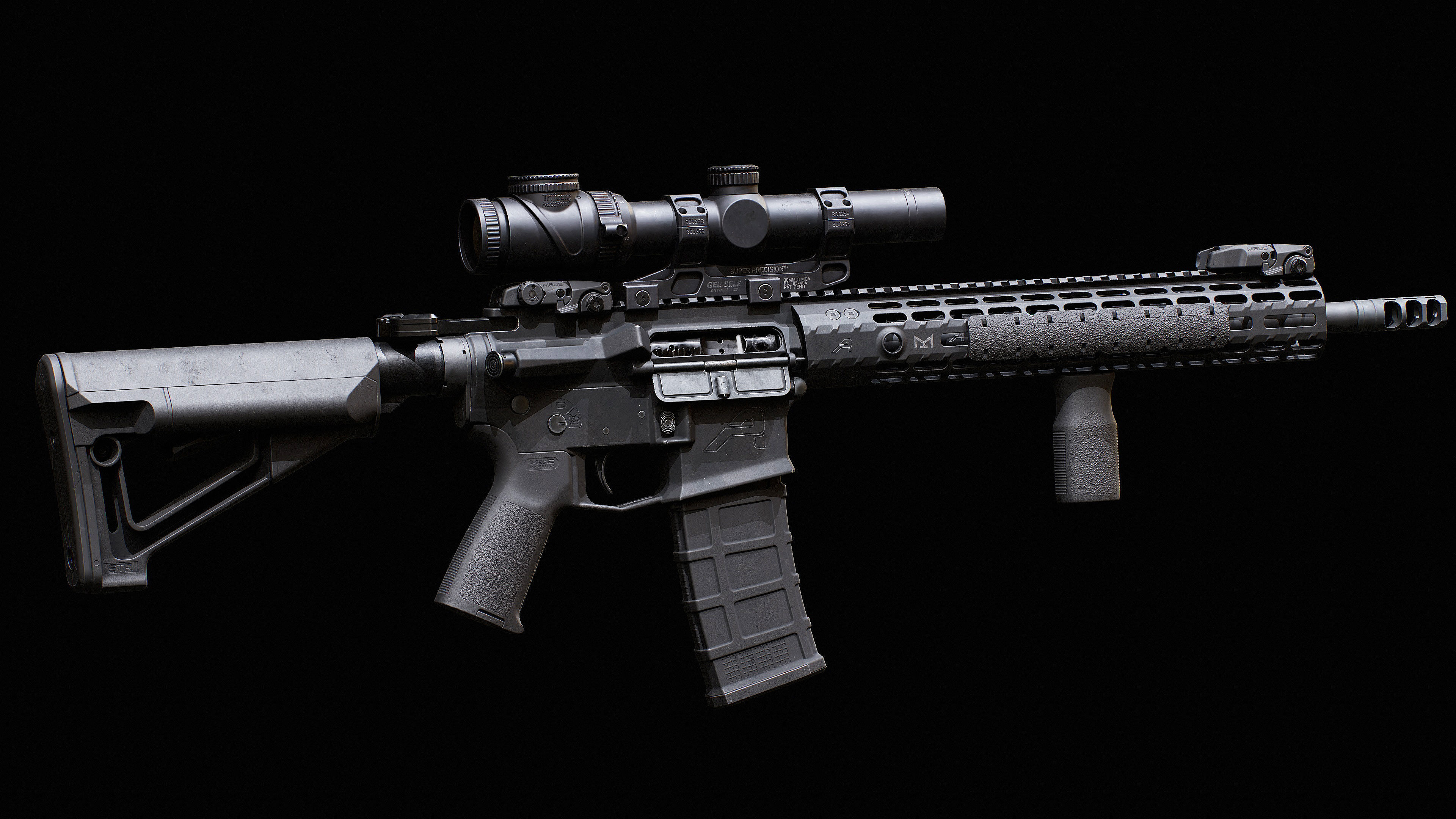 Ar15 AAA 3D Model Game Asset For FPS Low-poly 3D model_2