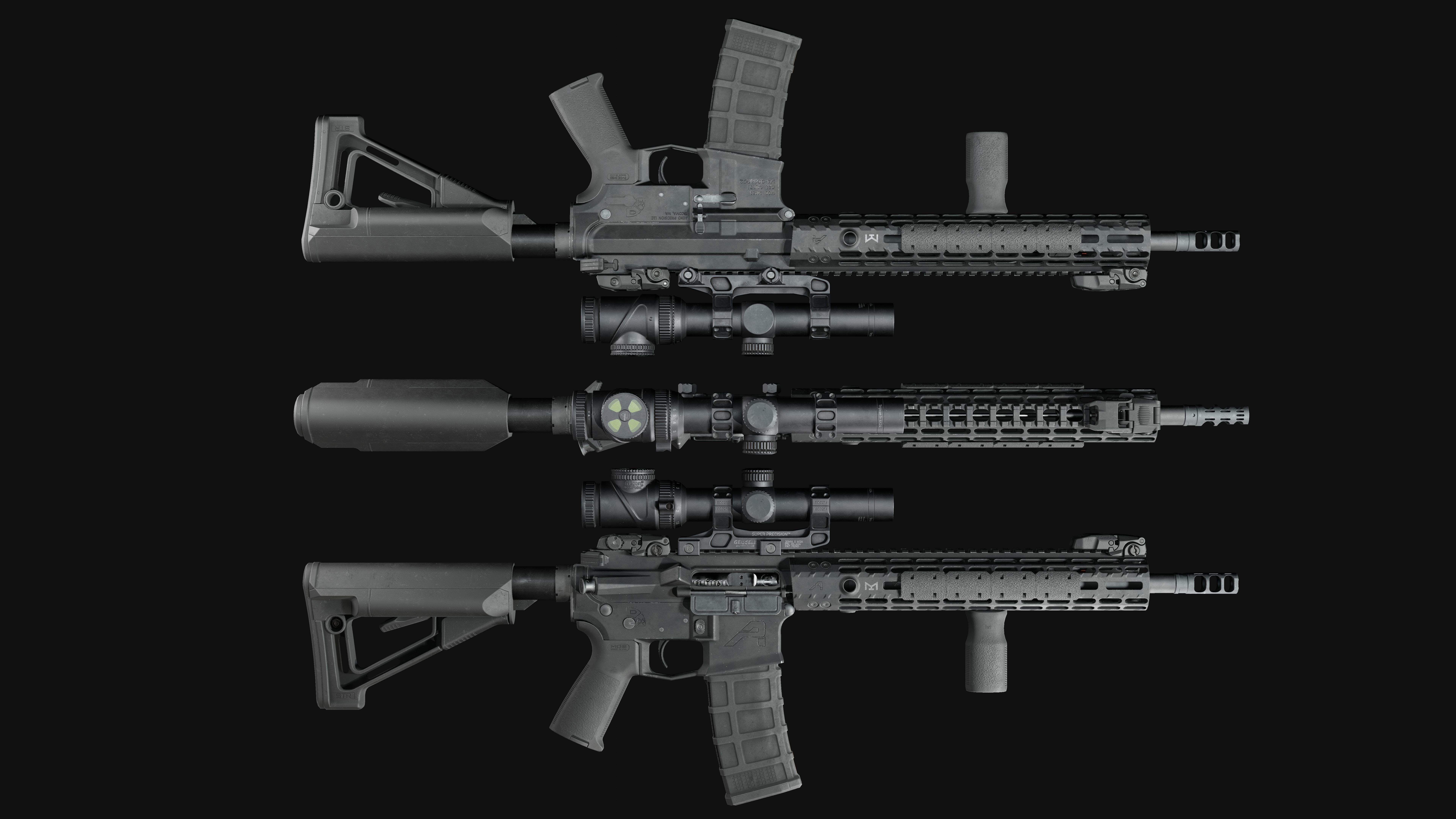 Ar15 AAA 3D Model Game Asset For FPS Low-poly 3D model_22