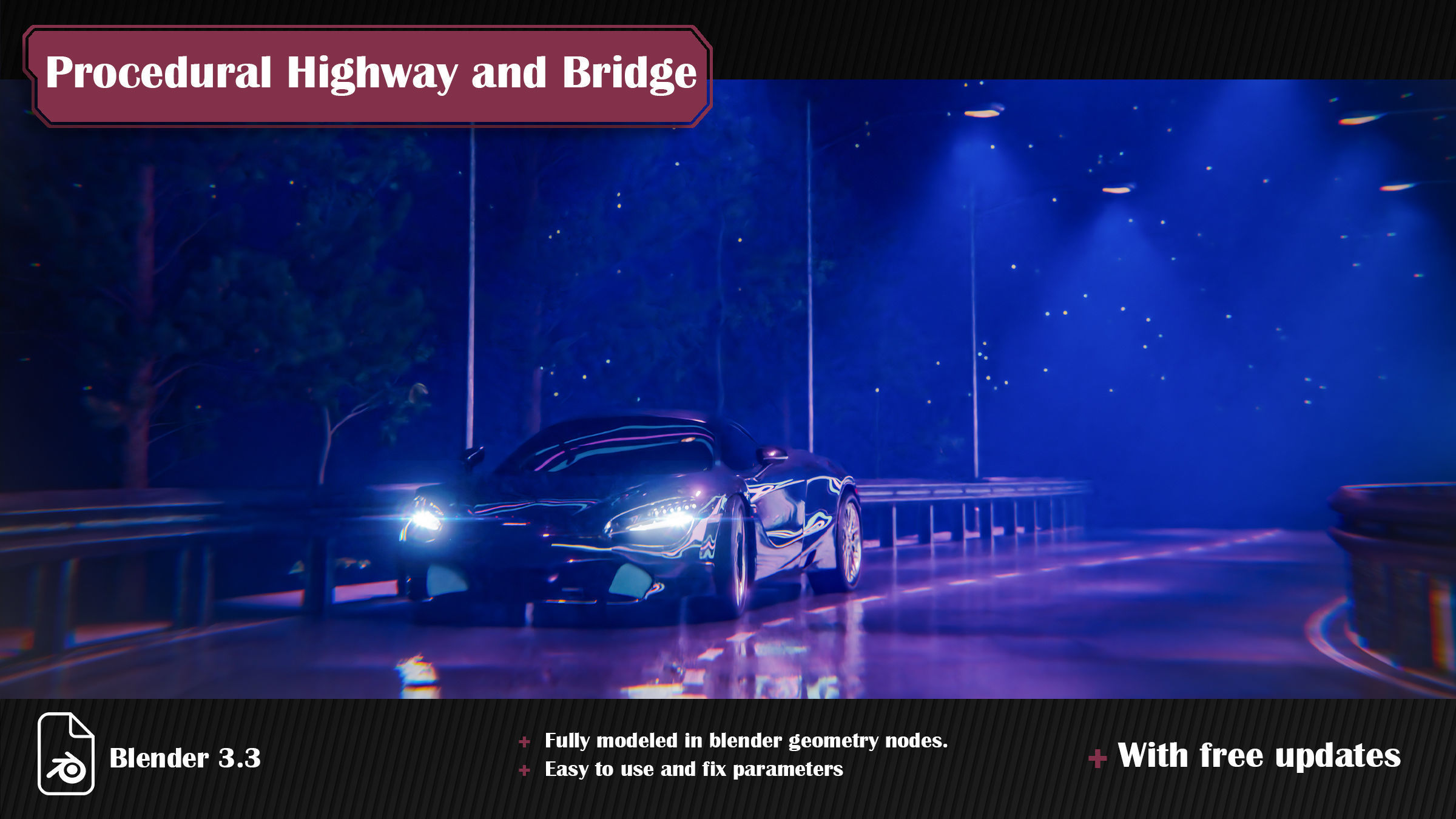 Procedural Highway and Bridge Generator 3D model_2