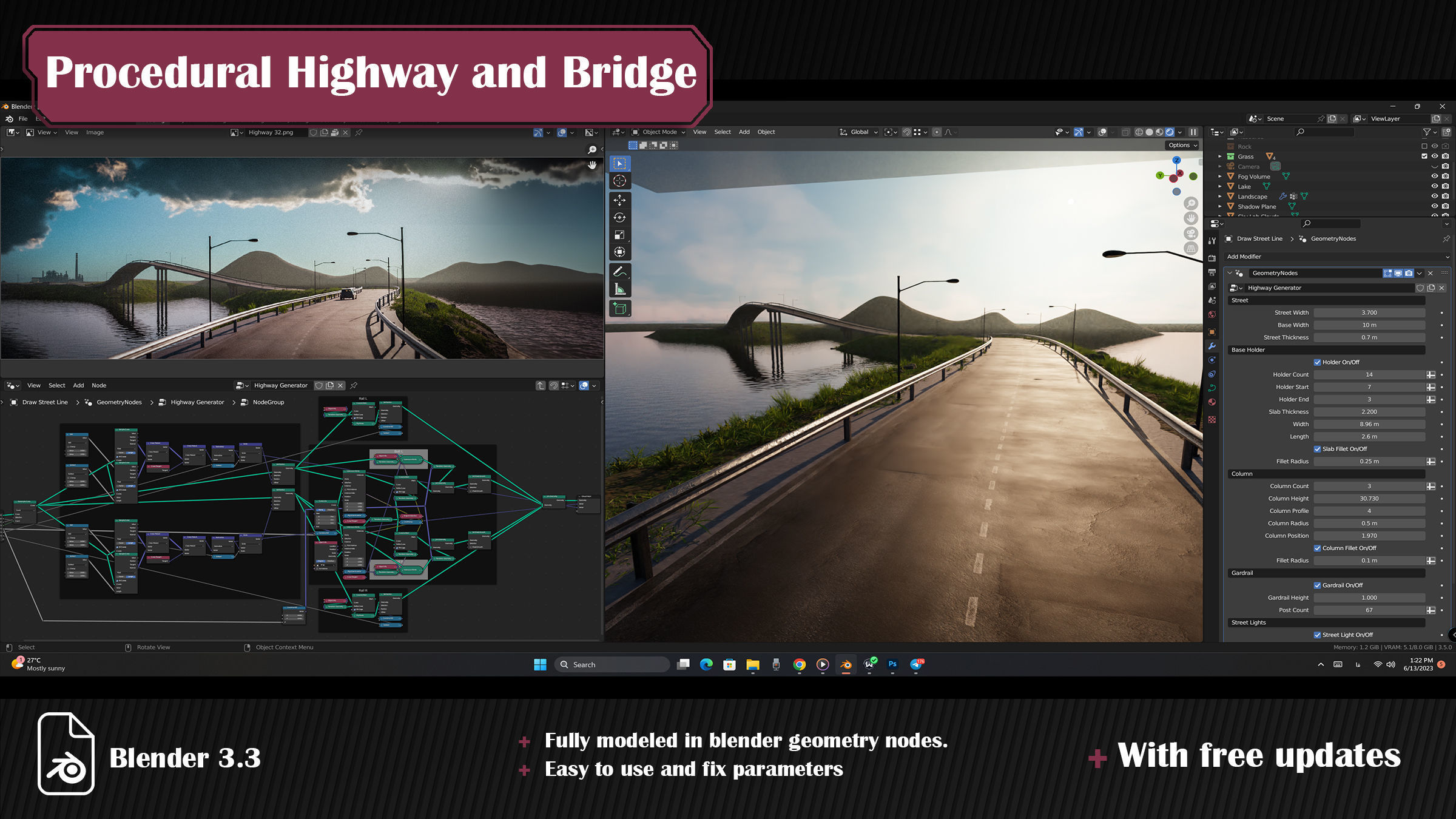 Procedural Highway and Bridge Generator 3D model_3