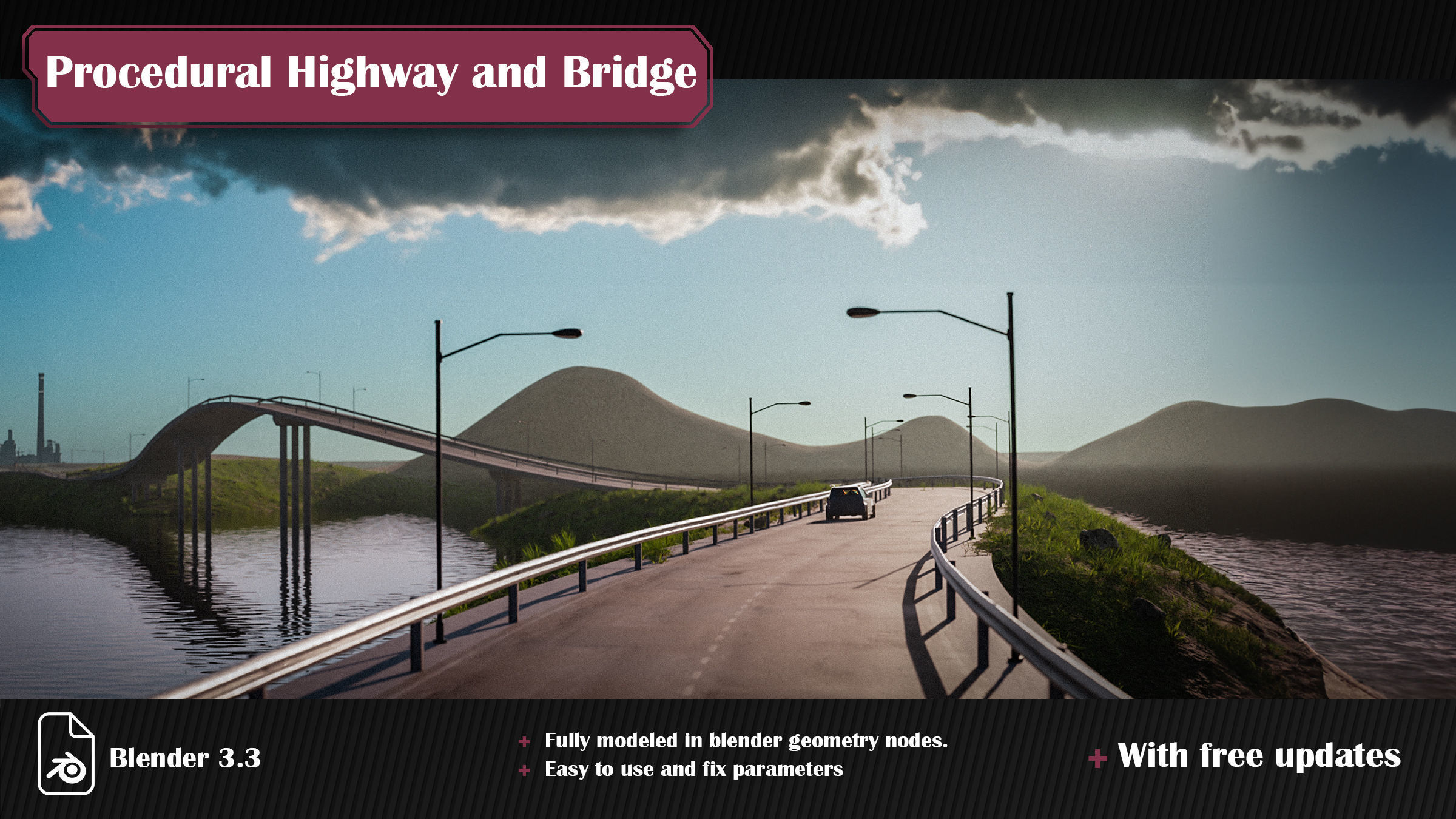 Procedural Highway and Bridge Generator 3D model_1