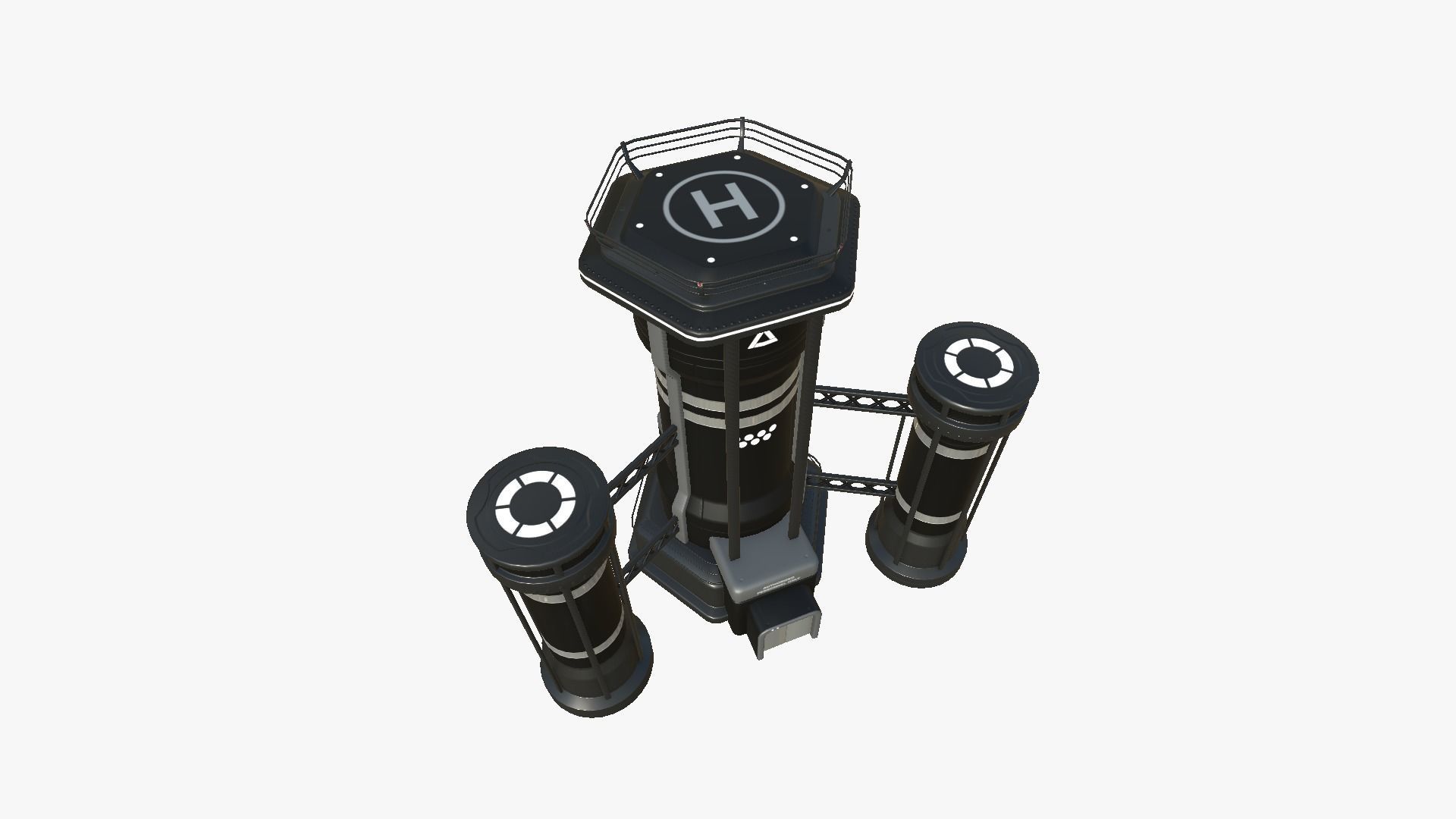 SciFi Facility A07 Black - Sci Fi Exterior Design Low-poly 3D model_4