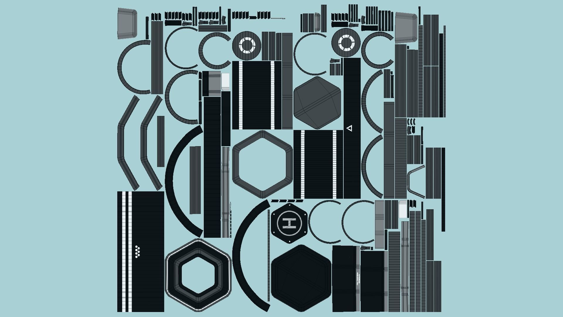 SciFi Facility A07 Black - Sci Fi Exterior Design Low-poly 3D model_5