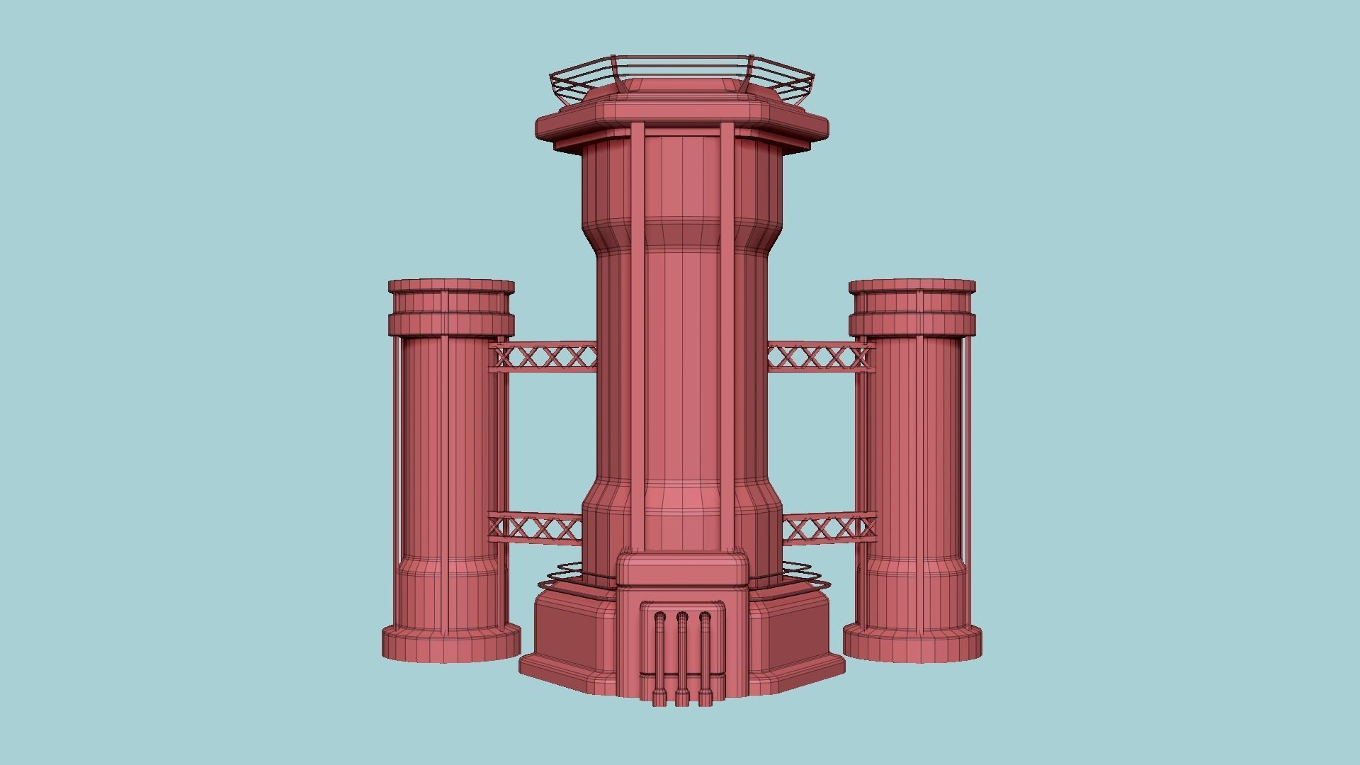 SciFi Facility A07 Black - Sci Fi Exterior Design Low-poly 3D model_15