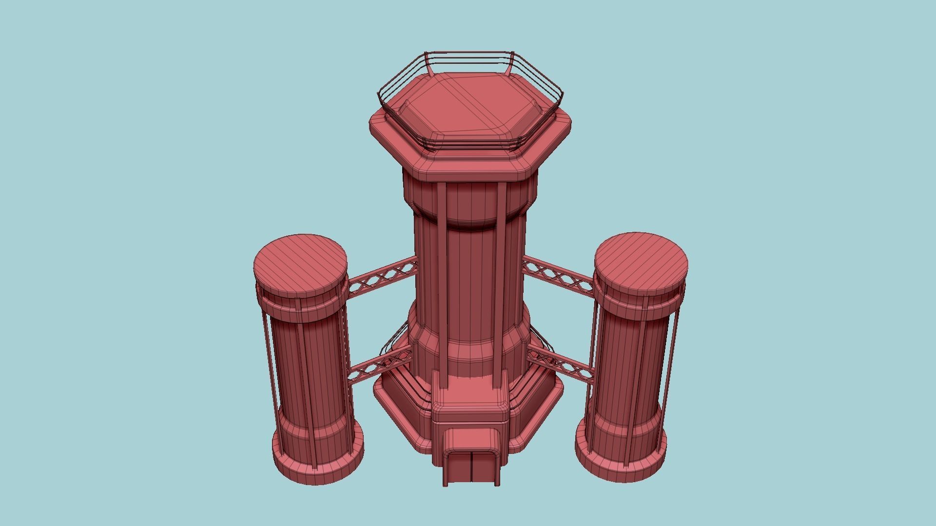 SciFi Facility A07 Black - Sci Fi Exterior Design Low-poly 3D model_17