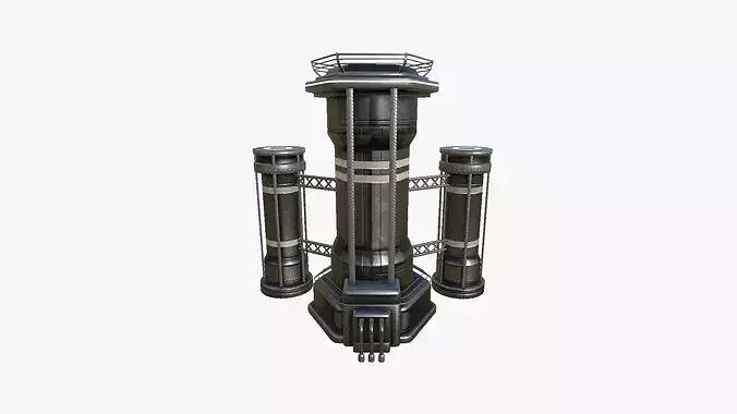 SciFi Facility A09 Dark Metal - Sci Fi Exterior Design Low-poly 3D model 3