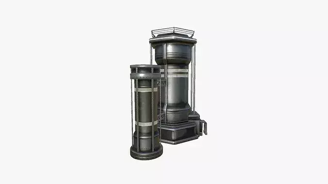 SciFi Facility A09 Dark Metal - Sci Fi Exterior Design Low-poly 3D model 4