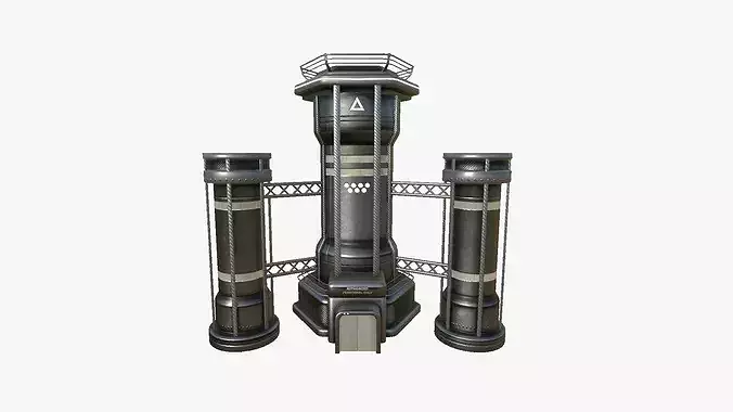 SciFi Facility A09 Dark Metal - Sci Fi Exterior Design Low-poly 3D model 2