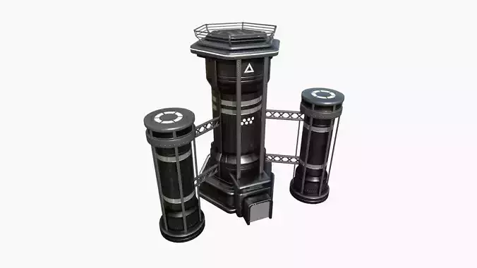 SciFi Facility A09 Dark Metal - Sci Fi Exterior Design Low-poly 3D model