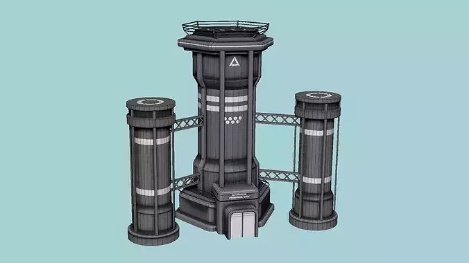 SciFi Facility A09 Dark Metal - Sci Fi Exterior Design Low-poly 3D model 7