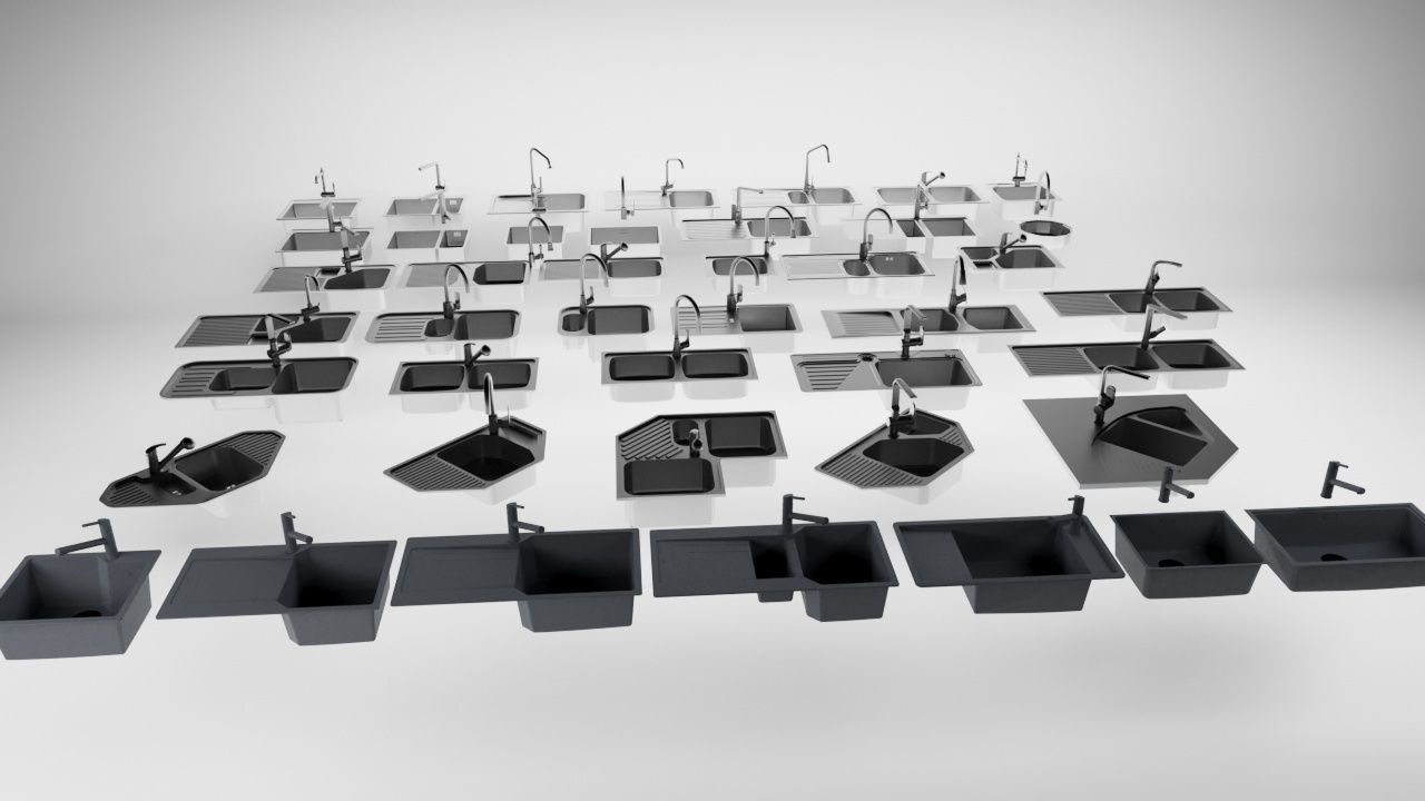 kitchen sink and faucet 3D model_3