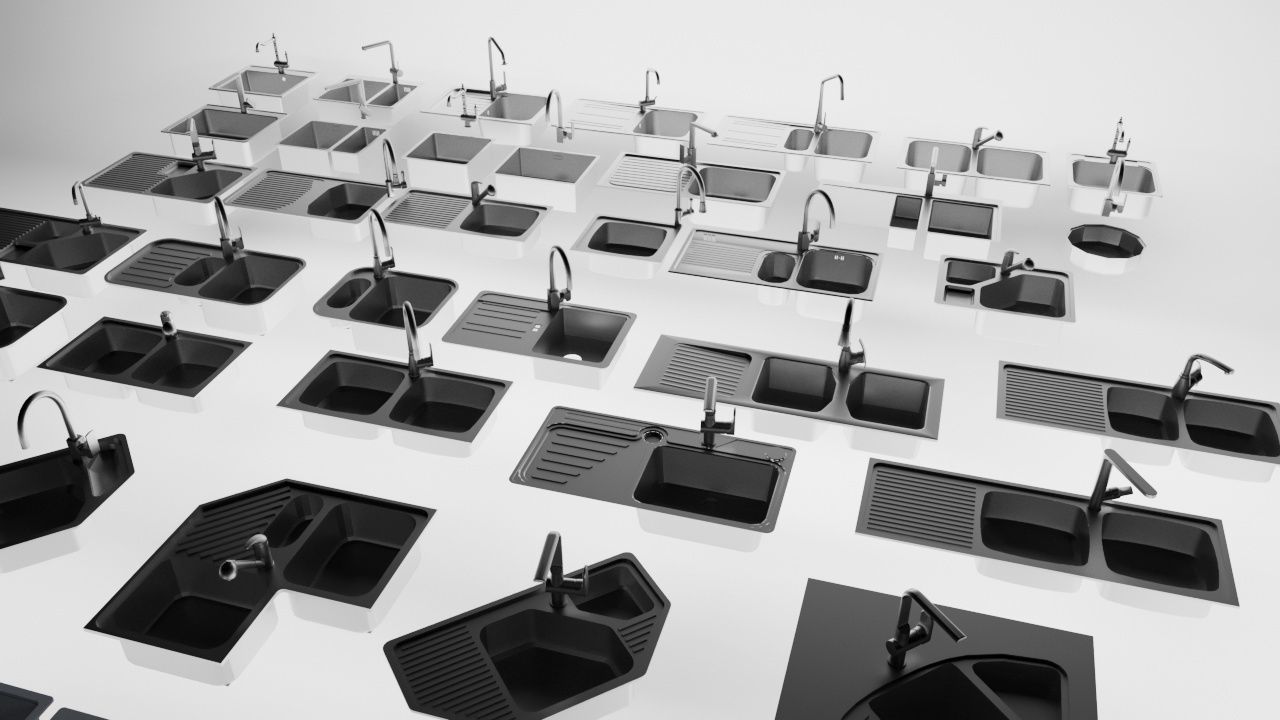 kitchen sink and faucet 3D model_2