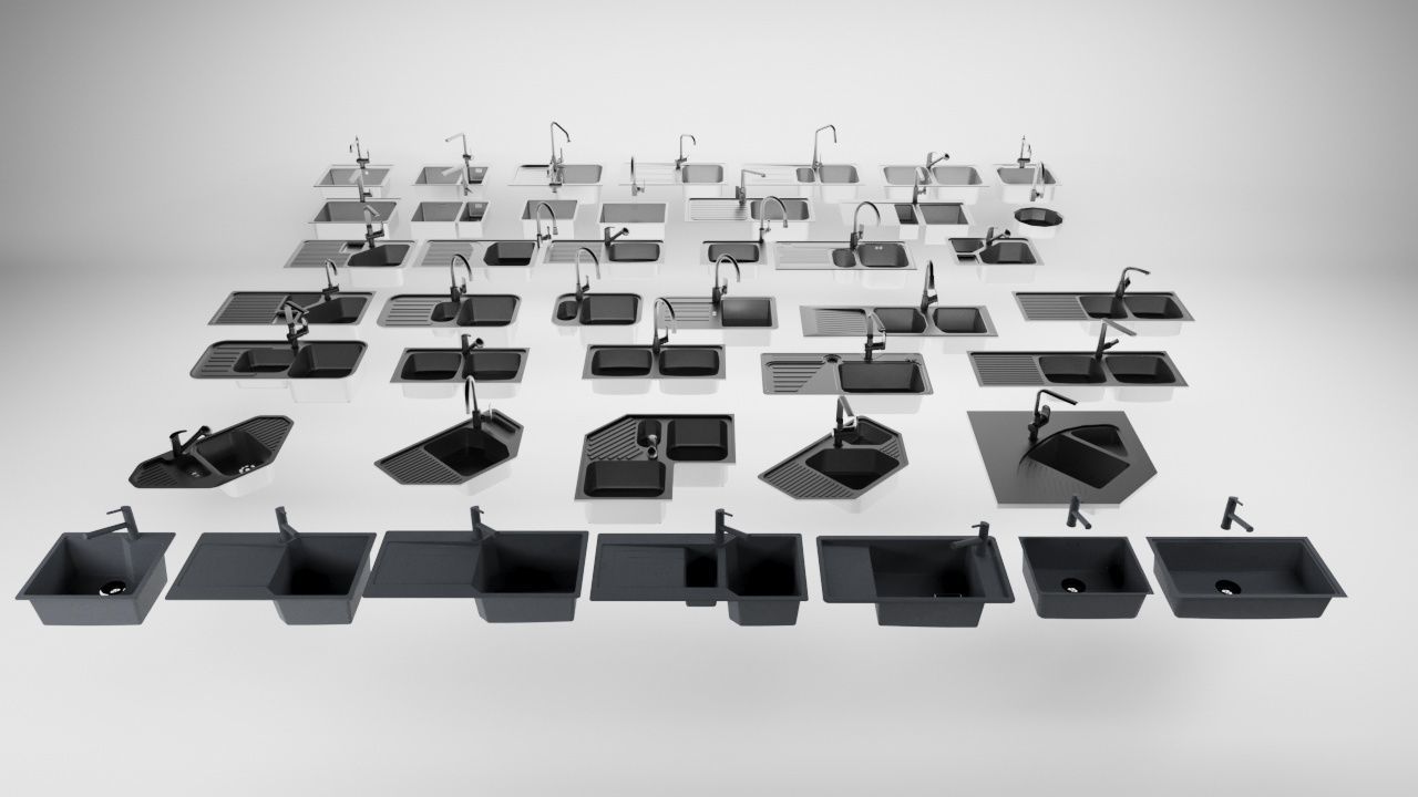 kitchen sink and faucet 3D model_1