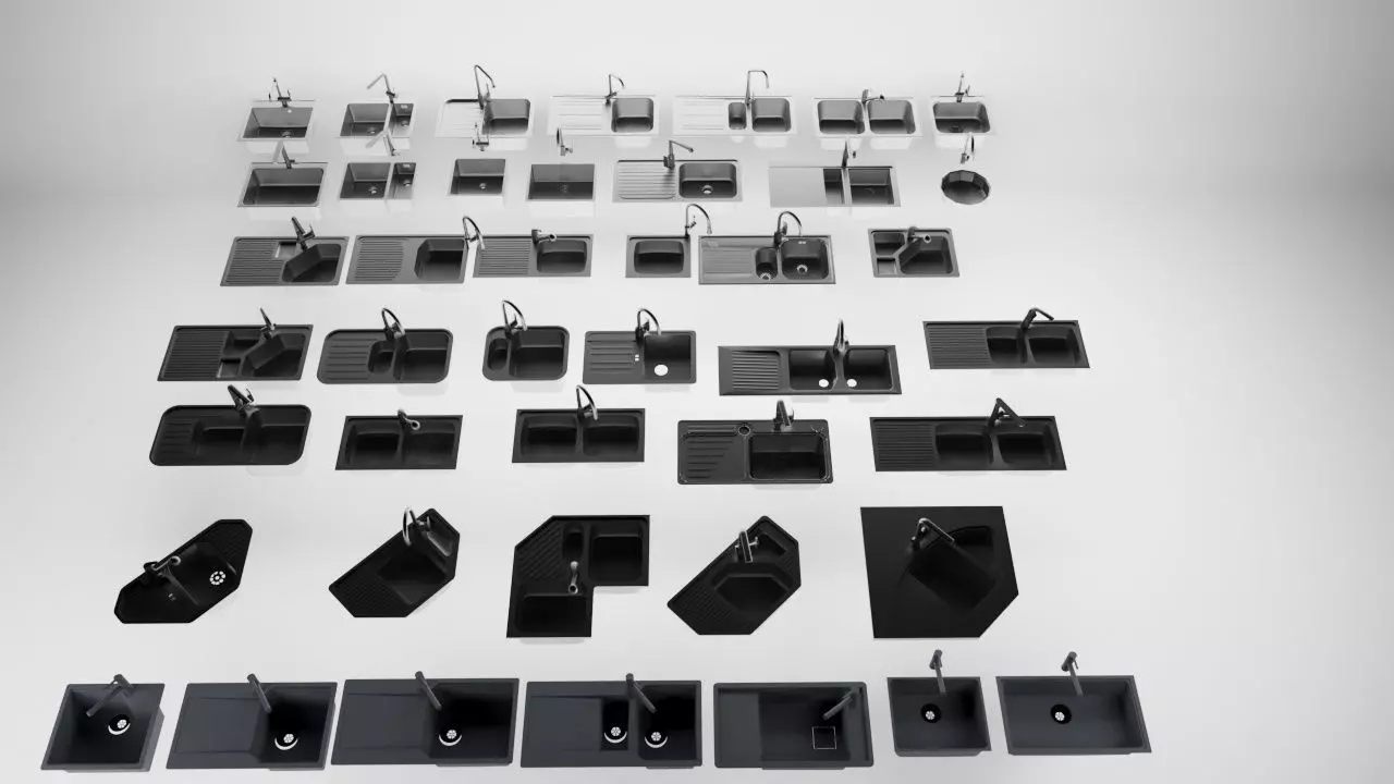 kitchen sink and faucet 3D model_0