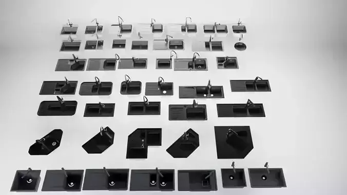 kitchen sink and faucet 3D model