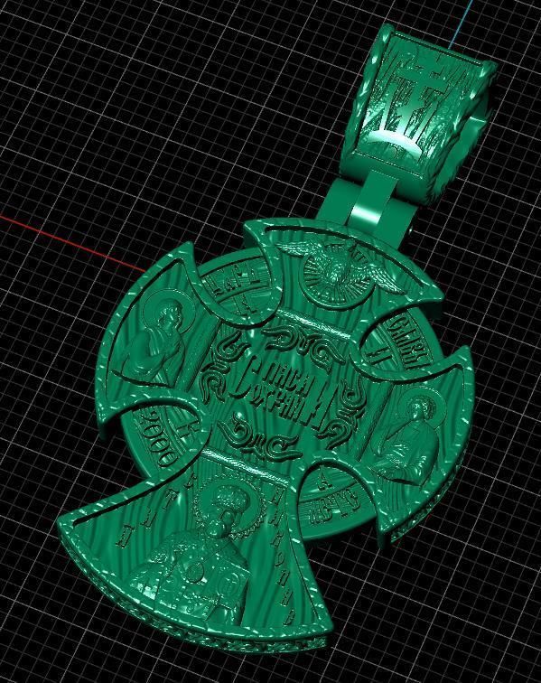 cross christian pendant in sterling silver 3D print model_26