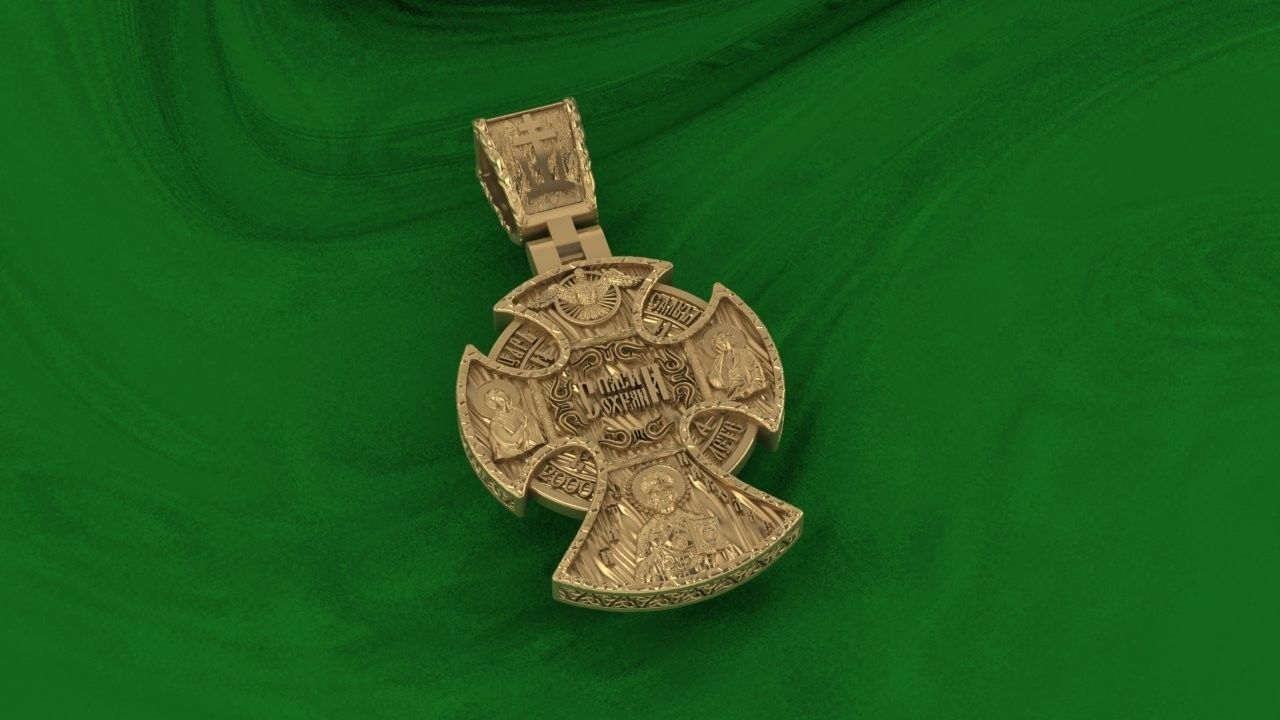 cross christian pendant in sterling silver 3D print model_8