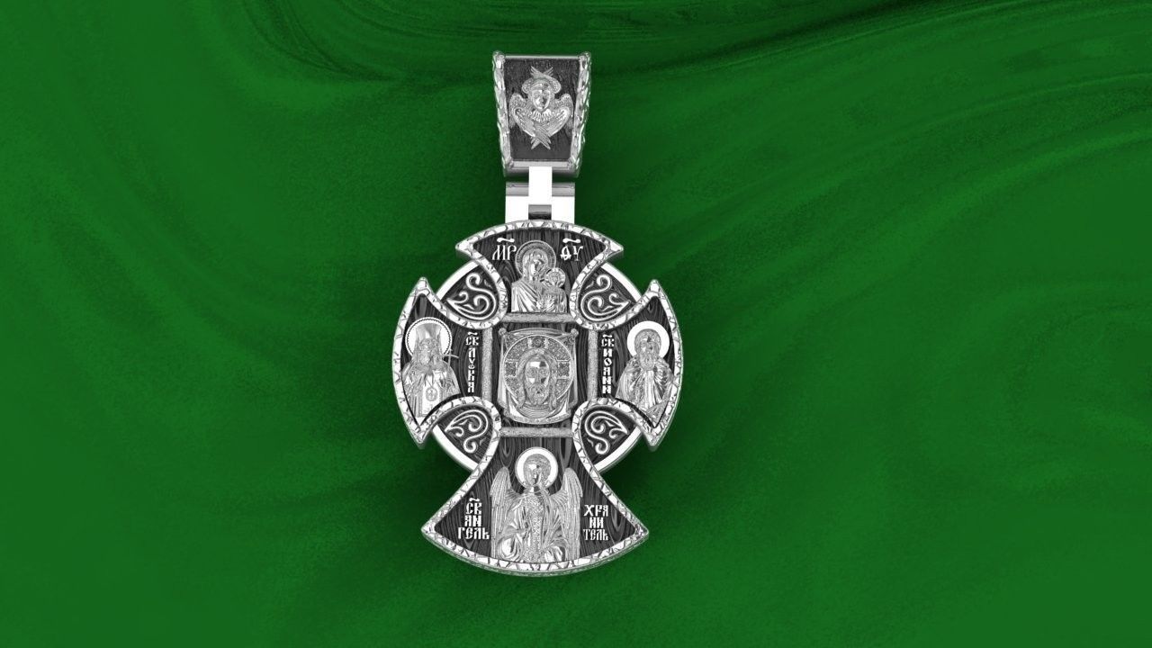 cross christian pendant in sterling silver 3D print model_6