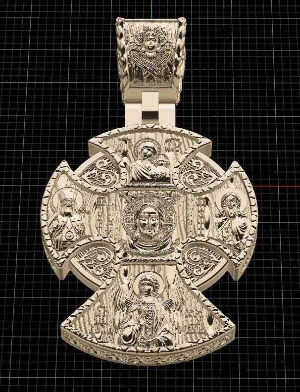 cross christian pendant in sterling silver 3D print model_14