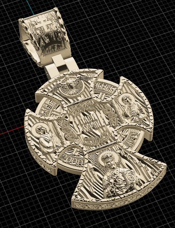 cross christian pendant in sterling silver 3D print model_18
