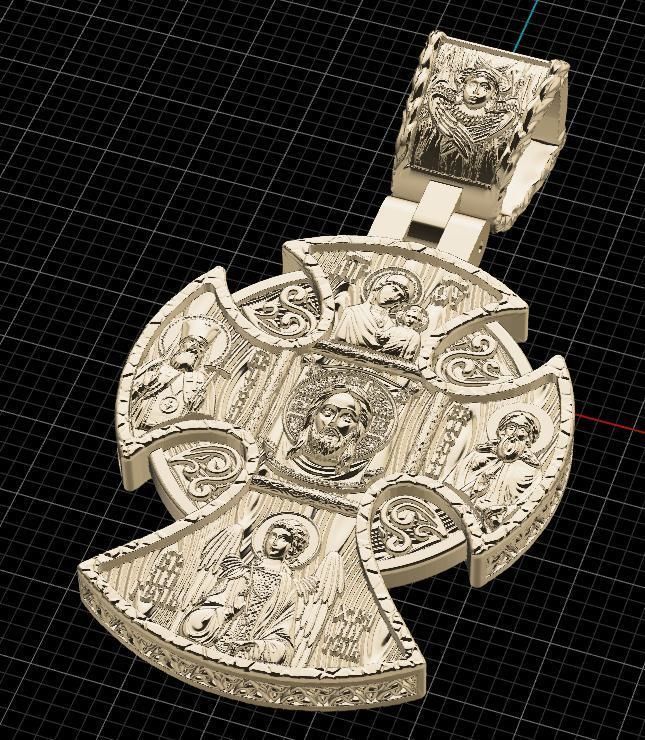 cross christian pendant in sterling silver 3D print model_20