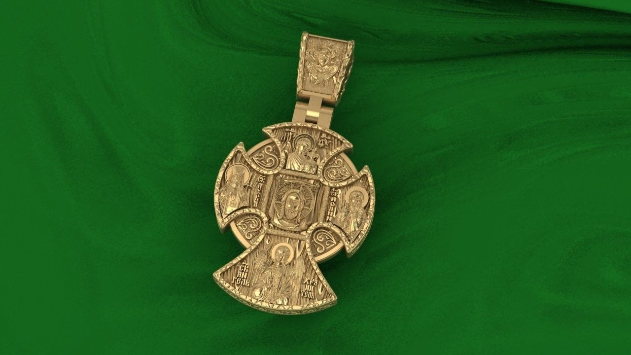 cross christian pendant in sterling silver 3D print model_10