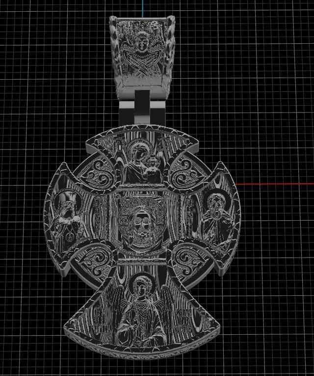 cross christian pendant in sterling silver 3D print model_33